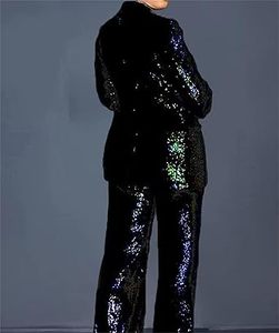 2026 핫 세일 출퇴근용 여성 슬림핏 스팽글 블레이저와 바지 2피스 세트 - Product Image 3
