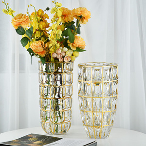 Nordic Modern Vintage <strong>Light</strong> Transparent Crystal Glass Eco-friendly Handmade Custom Size Gold Luxury Table <strong>Vase</strong> <strong>for</strong> Home Wedding - Product Image 5
