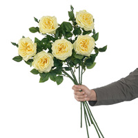 Composition florale murale haut de gamme en roses artificielles en soie pour mariage, Noël, Halloween – Couleurs douces blanc et jaune