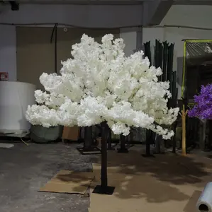 Fabrika fiyat gövde yoğun ağaç yapay bitkiler üst yapay çift katlı beyaz kiraz çiçeği ağacı