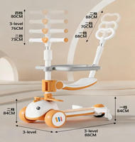 Trottinette Enfant Pliable 3 Roues en Acier et Plastique Légère, Grande Roues en PU, Hauteur Réglable avec Pare-Soleil – Vente en Gros, Luxe Moderne