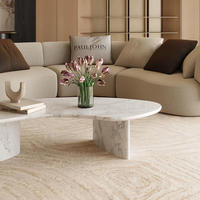 Table basse en marbre blanc Calacatta naturel, table basse incurvée de luxe, polie, pour salon, salle de bain, chambre à coucher, meubles