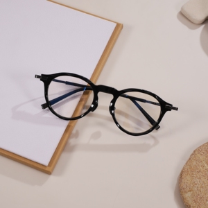 Custom Logo Wholesale Retro Round Optical Frame Thick Eyeglasses Frame Anti Blue Light <b>Glasses</b> Prescription Ready Manufacturer - Product Image 5