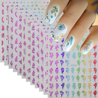 12 autocollants 3D pour ongles, motifs floraux or, argent, rose, herbe, simples et tendance, décalcomanies en relief, sliders de manucure