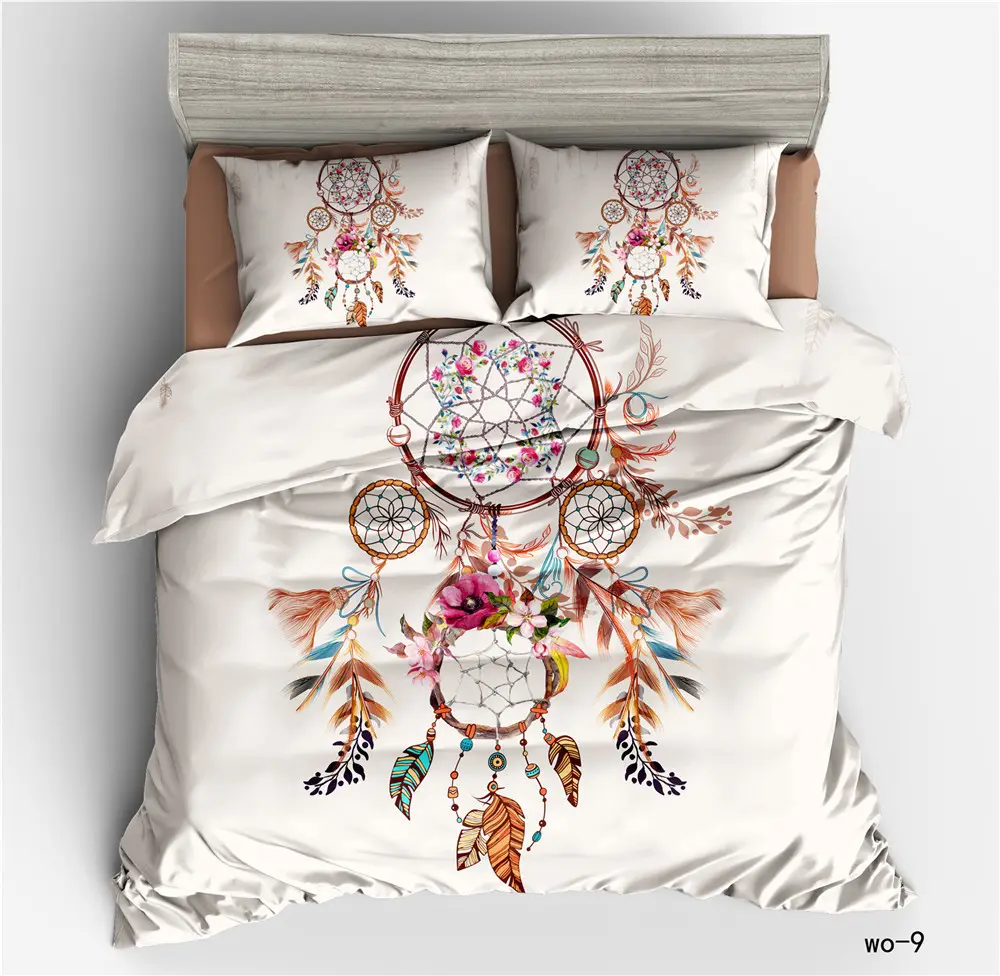 Manufacture Wholesale Luxury 3 Pcs Queen Duvet Covers Digital Printing Bohemian Microfiber Bedding Set