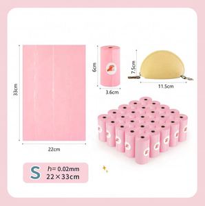 Sacs à déjections canines roses biodégradables et écologiques, 100 % étanches, extra épais, pour animaux de compagnie, vente en gros - Product Image 2