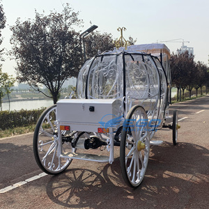 Wedding Horse Carriage <b>White</b> Pumpkin Carriage with Customizable LED Lamp Smart Lighting System and Rain Curtain - Product Image 3