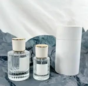 Frasco de vidro de perfume recarregável luxuoso com tampa magnética, frasco de vidro transparente com fundo grosso e tampa magnética, novo design, 30ml, 50ml e 100ml