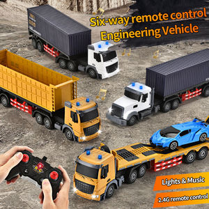 Camion de transport de conteneurs et camion benne télécommandés pour enfants, échelle 1:20, avec lumières et musique - Product Image 2