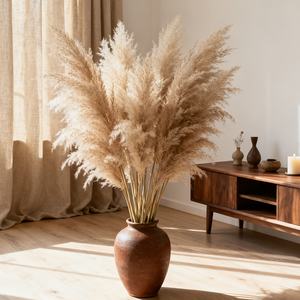 Hierba de Pampas Premium, 12 Tallos de 32 Pulgadas, Naturalmente Esponjosa y de Bajo Mantenimiento, Cuidado Cero, Perfecta para Rellenar Jarrones Grandes en Cualquier Espacio - Product Image 1