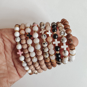 Kreuz ätherisches Öl Diffusor Armband, Natur Edelstein Holz Perlen Armband, Armbänder und Armbänder