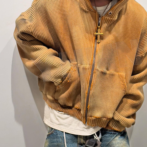 Felpa con Cappuccio <span class=keywords><strong>Vintage</strong></span> <span class=keywords><strong>Oversize</strong></span> in Cotone Pesante con Zip, Effetto Consumato e Lavaggio Acido per Uomo - Product Image 2