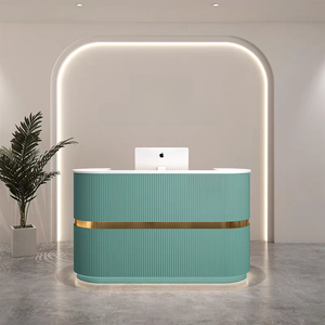 Luxury White Gold Salon Reception <b>Desk</b> Modern Cashier Counter for Nail Salon Beauty Salon Furniture - Product Image 6