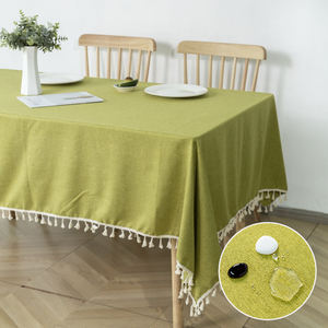 High Quality Nonwoven Modern Tassel <b>Tablecloth</b> Waterproof Floral Printed Square Faux Linen Texture Wrinkle-Free Home <b>Party</b> - Product Image 6