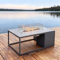 Table de foyer rectangulaire en pierre de 49 pouces avec kit de brûleur de foyer rectangulaire de 55 000 BTU