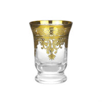 Verre à thé rouge orné d'or, verre Istikan, motif orné, design élégant, parfait pour le thé rouge, les cérémonies