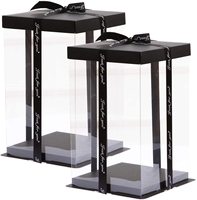 Boîte à gâteaux en plastique Transparent, 2 pièces, supports d'emballage de boulangerie avec Base de couvercle pré-plié, boîte à gâteaux de mariage