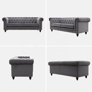 Sofa Nhung Chesterfield Tufted Phòng Khách Hiện Đại Rượu Vang Đỏ Xanh Xanh Xám Đen Vàng Bán Nóng Giường Ngủ - Product Image 4
