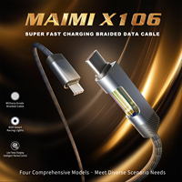 Maimi lampu USB tipe-c warna-warni, kabel pengisian daya Super cepat dengan lampu 1M CtoC kabel Data kepang ponsel 100W