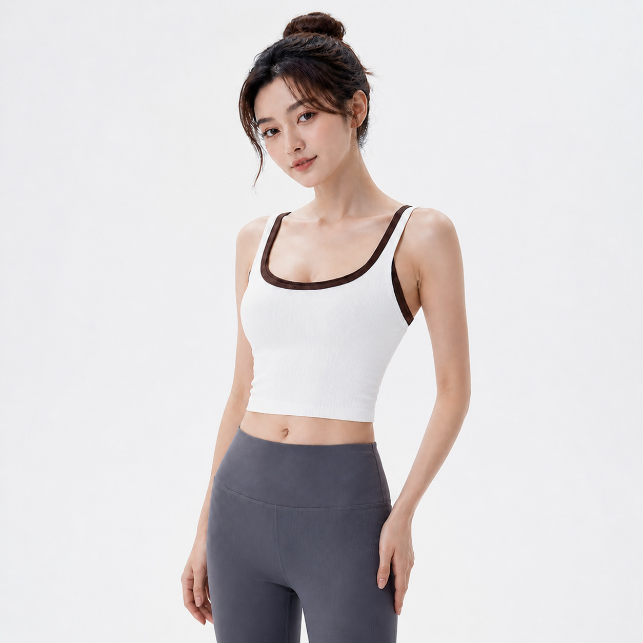 Women's Sports Vest High Elastic Quick Dry for Tight-Fitting Striped Running Fitness Top for Yoga