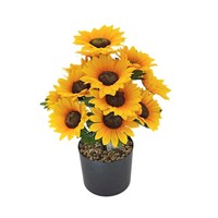 Bouquet de tournesols artificiels, tige de tournesol artificielle, faux tournesol réaliste pour la décoration de la maison, des mariages et des fêtes, pot non inclus