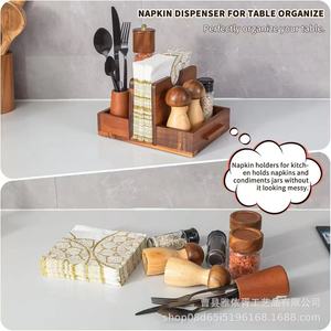 Wooden <b>Kitchen</b> Organizer Multi Function Countertop Storage Rack For Spices Utensils <b>Paper</b> Towel Desktop Organization - Product Image 4