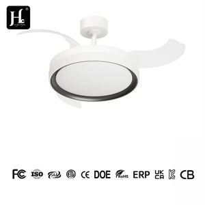 Ventilateur de plafond LED 36 pouces, corps métallique moderne avec abat-jour en acrylique, pales rétractables et pliables, télécommande pour la maison et le bureau - Product Image 4