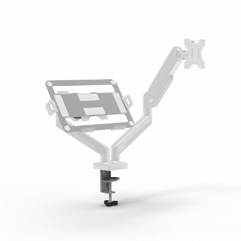 แขนหน้าจอสีขาวคู่ + ถาดวางแขน