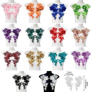 Aplique de Flores Bordado con Lentejuelas 3D, Aplique Decorativo Hecho a Mano con Cuentas Doradas <span class=keywords><strong>para</strong></span> <span class=keywords><strong>Vestidos</strong></span> de Novia y Accesorios <span class=keywords><strong>para</strong></span> Sombreros - Product Image 6