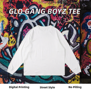 <b>Men's</b> <b>White</b> <b>Long</b> <b>Sleeve</b> O Neck T <b>Shirt</b> Blank Solid Casual Streetwear Tee - Product Image 2