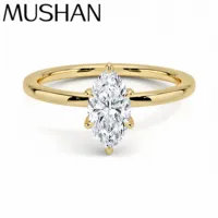 Bague MuShan Designer en argent sterling 925 avec moissanite VVS, bague sur mesure pour l'épouse, plaquée or 18 carats, bijoux brevetés MST