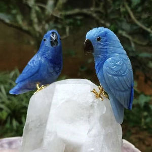 크리스탈 새 조각상, 조각된 새, 보석 새 컬렉션, 앵무새 광물 표본, 마노 앵무새 - Product Image 3