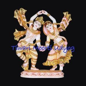Estatua de mármol de Radha Krishna con acabado fino, diseño elegante, resistente a las grietas, multicolor, material de mármol. - Product Image 2