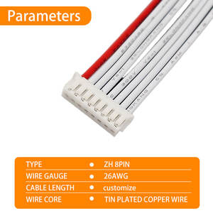 Пользовательский плоский 8-контактный проводной соединитель ZH 1,5 мм с ПВХ-изоляцией и медным проводником для электронных кабелей - Product Image 3