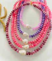 Natural Baroque Pearls Rainbow Gemstone Necklace Chunky Freshwater Pearl Natural Stone Bead Choker Vacation Jewelry Set Gift