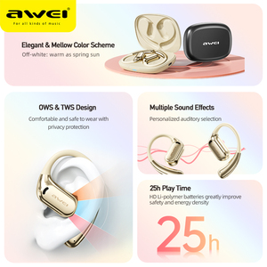 <strong>AWEI</strong> Noise Cancelling TWS Earphones &amp; <strong>Headphones</strong> Open Ear Design Blue-tooth Wireless Headset - Product Image 4