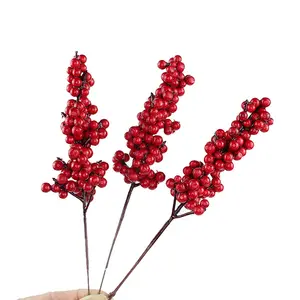 Christmas Accessories Decoration 20cm Red Fruit Stem Simulation Berry String Christmas Tree Decor DIY Artificial Red Berries Pic