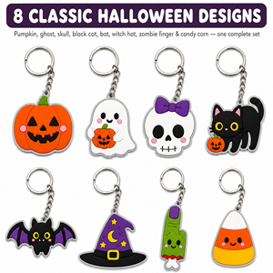 Llavero de PVC con diseño de calavera personalizado, estilo punk femenino para Halloween, colgante de goma suave con cabeza de esqueleto, recuerdo de fiesta, venta al por mayor, OEM - Product Image 5