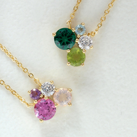 Mlluki 925 Sterling Silber Vergoldete Halskette mit Künstlichen Regenbogen-Mehrfarbigen Edelsteinen, Rosa Saphir und Rundem Rosenquarz-Schmetterling