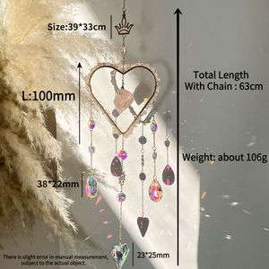 روز الكوارتز شكل قلب صائد الشمس نافذة معلقة صائد الشمس صانع قوس قزح الزجاج سحر تاج الزفاف تذكارية - Product Image 6