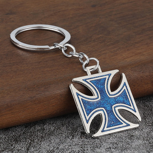 Llavero de moda pop personalizado con diseño retro de hip-hop y efecto de goteo de aceite, con colgante de flor cruzada vintage y elegante. - Product Image 5