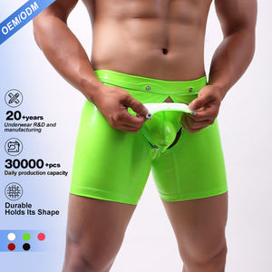 सेक्सी डिजाइन समलैंगिक पुरुषों की पॉलिएस्टर चमकदार चमड़े के बॉक्सर चमकदार चमड़े के बॉक्सर बेट्स - Product Image 1