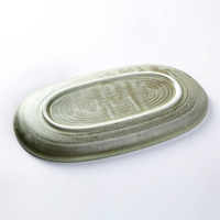2021 YAYU style japonais rétro rustique gris céramique porcelaine servant ovale poisson forme assiette