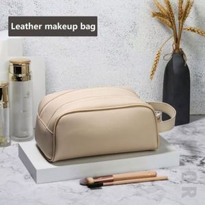 Lila Lila Pu Leather <b>Pillow</b> Bag Cosmetics and Toiletries Storage Bag <b>Large</b> Capacity Partition Storage Makeup Bag - Product Image 3