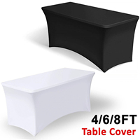 Housse de table rectangulaire extensible en Spandex pour tables pliantes de 4, 6 et 8 pieds, idéale pour mariages et réceptions