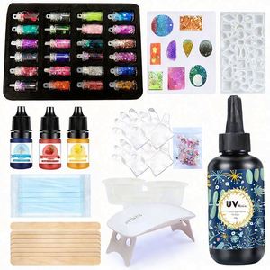 DIY Handmade UV Resin Jewelry Kit <b>Hand</b>-painted MODEL Hard Crystal Clear Epoxy Fast Curing Silicone <b>Molds</b> Pendants Earrings - Product Image 1
