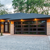 Desain Modern aluminium Sectional pintu garasi rumah Villa bagian atas kepala pintu garasi geser Remote Control