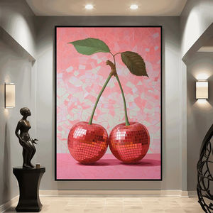 Discoteca Ciliegia Stampa Poster Teste di Disco Retrò Divertente <span class=keywords><strong>Arte</strong></span> da Parete Surreale Dipinti su Tela per <span class=keywords><strong>il</strong></span> Soggiorno Arredamento Casa - Product Image 1