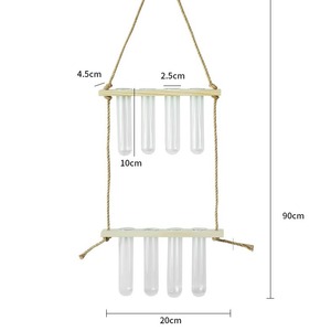 Seeking Excellence 2-Layer Wall-Mounted Hydroponic <b>Plant</b> Decor Glass Test Tube <b>Frame</b> Hanging Wooden Rack Creative Home - Product Image 3