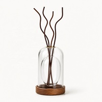 Bouteille diffuseur de parfum vide en verre de 200 ml avec base en bois et 4 bâtonnets, logo personnalisé, contenant de parfum d'ambiance, vente en gros